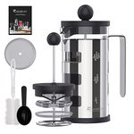 RAINBEAN French Press Cafetiere 2 Cups, Stainless Steel Body Shell Coffee Maker- Heat Resistant - Stainless Steel Filter Coffee Press for Coffee Lover (Silver, 350 ml/2 cups)