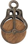 Design Toscano Vintage-Style Cast Iron and Wood Wheel Farm Pulley, Grande 14.5 Inches, Full Color