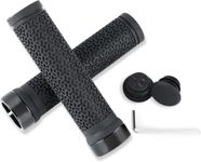 Bike Handlebar Grips 131mm Rubber Grips with Dual Locking Rings Non Slip Wavy Pattern for 222mm Standard Bicycle Handlebars Black with End Plugs and Allen Wrench