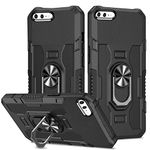 for iPhone 8 Plus/7Plus/6sPlus/6 Plus Case, Military 360 Degree Rotation Ring Kickstand Shockproof iPhone 7 Plus Etui, Armour Protection Dual Layer Cell Phone Case Cover for iPhone 8 Plus Black