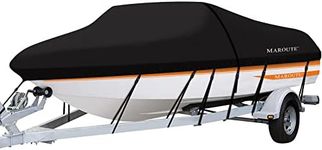 Boat Cover, MAROUTE 300D Waterproof Trailerable Marine Grade Polyster Canvas Fits V-Hull, Tri-Hull Fishing Boat, Runabout, SKi Boat, Bass Boat, up to (Length 17ft-19ft Beam Width Up to 96")