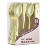 R-kay 100 Pack Gold Small Spoons - 4 Inch Gold Mini Spoons - Heavy duty Mini Spoons For Dessert, Ice Cream, Tastings, Cocktails, BPA Free Dessert Spoons, RK-146