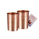 CopperKing Pure Solid Copper Insulated Larg Big Size Tumblers Set of 2, new 100% Red Copper Drinking Water Glass Cup Tumbler Mug for Ayurveda (12oz -350ml) (Embossed)