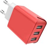 SCHITEC USB Charger Plug, 3 Port 15 W 3 A USB Power Supply Charging Adapter Charging Plug for iPhone 11 X 8 6 Tablet Samsung Galaxy S9 S8 Huawei and More (Red)