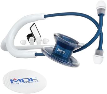 MDF Instruments MD One Epoch Stethoscope, Lightweight Titanium, Adult, Dual Head, Free-Parts-for-Life, White Tube, Titanium Blue, Capridium Chestpiece-Headset, MDF777TCD29