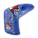 UJEAVETTE® Pu Leather Waterproof Embroidery Golf Putter Covers Putter Headcover Blue