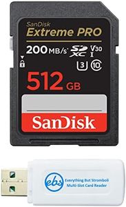 Everything But Stromboli SanDisk Extreme Pro 512GB UHS-I SD U3 A2 V30 Memory Card Works with Sony Mirrorless Camera ZV-E1 (SDSDXXD-512G-GN4IN) Fast, 4K UHD- Bundle with (1) SDXC Card Reader