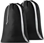 Handy Laundry Bag Shoulder Strap - Pack of 2 Drawstring Locking Closure, Durable Nylon Material, Large Capacity, Heavy Duty Stitching, Perfect for Laundromat or College Dorm (Black, 30" x 40")