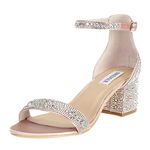 SheSole Women's Rhinestone Heels Sparkly Sandals Wedding Shoes for Bride Low Heel Prom Party Dress Shoes Champagne Size 8