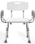 HOMLAND Shower Chair for Inside Shower with Arms and Back, 500 lbs Heavy Duty Shower Seat for Bathtub, Height Adjustable Safety Bath Seat for Elderly, Adults, Handicap and Disabled