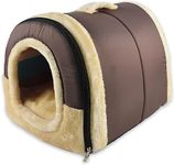 AMICA Igloo Dog House, Portable Cat Igloo Bed with Removable Cushion, 2 in 1 Washable Cozy Dog Igloo Bed Cat Cave, Foldable Non-Slip Warm for Pets Puppy Kitten Rabbit (Medium)