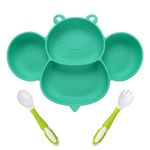 Vicloon Baby Suction Plate, Non-Slip Silicone Baby Divided Placemat, Toddler Baby Feeding Plate for Self Feeding Training, BPA-Free FDA Approved, Dishwasher & Microwave Safe