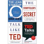 The Lean Startup, The Storyteller's Secret, Talk Like TED, TED Talks 4 Books Collection Set