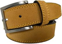MENS ITALIAN SUEDE BELT 35MM FORMAL CASUAL (MUSTARD, MEDIUM-33-35-INCHES)