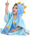 TONWHAR Kids Bath/Pool/Beach Hooded Poncho Towel - Cartoon Animal Pattern Cotton Beach Towel for Infant Boys Girls, 1-9 Years (New Dinosaur, 1-4 Years)