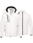 Wantdo Men's Warm 3 in 1 Ski Jacket Waterproof Winter Snow Coat Beige White M