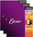 Elixir 11052 Acoustic 80/20 Nano Light 12-53 (3 Pack Bundle)