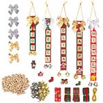 DIY Christmas Tree Ornament Kit, 145pcs Christmas Ornaments Tree Decorations Personalized Crafts Wooden Letter Block Ribbons Bow Knots Jingle Bells Ornament for Christmas Decor