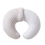 Nursing Pillow and Positioner, Breastfeeding, Bottle Feeding, Baby Sitting Support with Removable Ultra Soft Minky Cover, Tummy Time Support for Baby Boys and Girls (Beige)