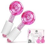 Hana Emi Ice Globes for Face - Unbreakable Ice Roller for Face and Eyes - Cryo Globes for Facials Anti-Age - Anti-Wrinkle Face Globes - Masajeador Facial - Set of 2, Pink