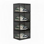 House of Quirk Organizer, Large Storage Boxes With Magnetic Door, Clear Stackable Plastic Containers for Shoes (Pack of 4, Black)