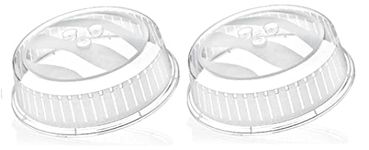 Maestro Craft Pack of 2 Microwave Splatter Guard PP Food Plate Cover With Steam Vents BPA Free Clear Plastic Plates Microwave Splash Guard Cover 26Cm
