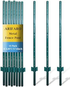 ARIFARO 16 Pack Metal Fence Posts Garden Stakes 4.8 FT Heavy Duty U-Post Fence Stakes, No Dig Garden Fence Posts for Wire Fencing Garden Protection, Animal Barrier, Steel Post for Yard