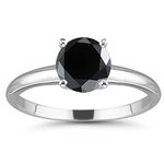 RINGJEWEL 2.67ct Black Round Real Moissanite Solitaire Engagement & Wedding Ring