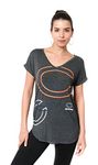 Ultra Game NFL Chicago Bears Womenss Vintage Stripe Soft Modal Tee Shirt, Charcoal Heather, Medium