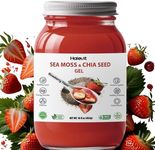 Sea Moss Gel with Ground Chia Seeds, Sea Moss Gel Organic Raw – Natural Iodine Source, Omega-3, Immune & Digestive Support, Vegan Superfood, Made in USA, 16 oz + Bag (16 Oz, Strawberry)