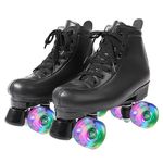 Kelodo Roller Skates for Girls and Boys,Double Row 4 Wheels Shiny Quad Kids Skates,PU Leather High-top Adult Roller Skates for Beginner Professional Indoor/Outdoor Men/Women/Ladies/Unisex