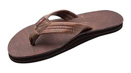 Rainbow Sandals Mens Luxury Leather - Single Layer Arch Support, Oak, 8.5-9.5