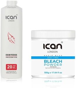 Ican London Hair Bleach Combo Set, 1000ml Cream Peroxide 20 Vol 6%, 500g Blue Powder Bleach Jar