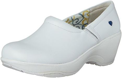 Nurse Mates Women's Bryar Slip-On Clog Shoes, White Leather, 6.5 M/B