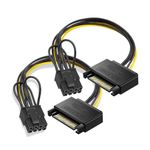 Herfair SATA Power Cable 15 Pin to 8 Pin (6+2 Pin) Graphics Card Adapter Sata to GPU PCI-Express Converter Video Card Power Supply Cable (2Pack, 20cm)