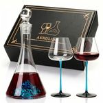 AERULIN Luxury Wine Decanter Set with 2 Crystal Glasses - Hand Blown Red Wine Aerator Carafe - Unique Blue Mountain Design - Premium Gift for Men, Wedding, Anniversary, Retirement, Milestone Birthday