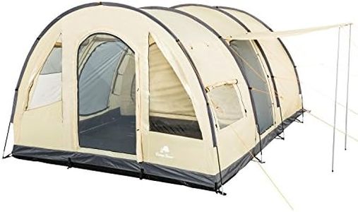 CampFeuer Zelt TunnelX für 4 Personen | Creme/Grau | Tunnelzelt mit 3 Eingängen, 5000 mm Wassersäule | Vernähte Bodenplane | Gruppenzelt, Campingzelt, Familienzelt