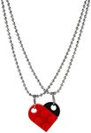 HAMYUTA Brick Necklace for Couples Gift Gifts - Matching Friendship Necklaces Lego Heart Necklace for Him Her Romantic Present for Couple and BFF (Red-Black)