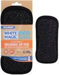 White Magic Dish Cleaning Microfibre Eco Cloth Washing Up Pad, Non Scratch, Rough Scrubbers Side for Non-Stick Cookware, Soft Scrub Side for Dishes (Midnight)