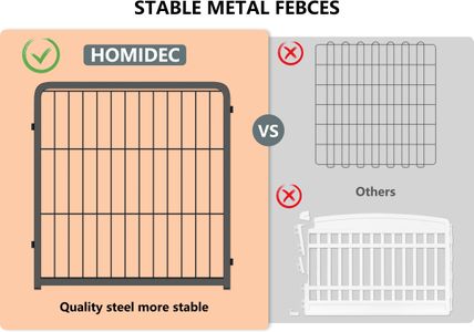 HOMIDEC 8-Panel Dog Pen, 60cm – Black Pet Play Fence