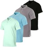 4 Pack: Big and Tall Men’s Cotton Pique Quick Dry Fit Polo Shirt Short Sleeve Golf Tennis Work Casual Collared Clothing Active Athletic Performance Tech Sports Clothes Plus Casual Top - Set 2, 3XLT