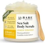 Bare Botanics Lemon Orange Body Scrub 24oz | Made in Madison, WI | All Natural Sea Salt Exfoliator w/ Skin Loving Moisturizers | Vegan & Cruelty Free | Gift Ready Packaging w/ a Cute Wooden Spoon