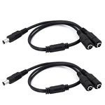 GINTOOYUN 5.5mm x 2.1mm DC Y Splitter Cable 1 Male to 2 Female,DC Power Extension Adapter Cable,for CCTV Surveillance Cameras,Surveillance Routers,DVR,and More（2PCS)