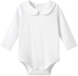 pureborn Baby Boys Girls Bodysuit Long Sleeve Rib Romper Peter-Pan Collar One-piece Spring Fall Outfits White 9-12 Months