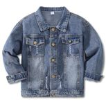 Kids Girls Boys Basic Denim Jacket Classic Coats Jeans Tops Children Casual Outerwear Teen Outfit 5-14 Years (CA/US, Age, 7 Years, 8 Years, Blue)