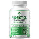 Probiotics for Gut Health Daily Probiotic Complex Supplements for Men & Women 120 Tablets Bacillus Subtilis & Coagulans 500 Million CFU Live Bacteria 3rd Party Tested Made in The UK (120 Tablets)