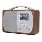 LEMEGA DR5 Portable DAB/DAB+ Digital Radio,Bluetooth Speaker with FM Radio,Kitchen/Bedside FM Radio, Dual Alarms Clock,Sleep Timer, 40 Presets, Colour Display,Mains Powered or Batteries,Walnut