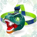 Dinosaur Headlamp for Kids, Outdoor Toy LED Head Lamp, Flashlights Camping Accessories, Halloween Light, Birthday Christmas Gifts Stocking Stuffers (T-Rex)