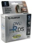 Fujifilm Media 25302910 DVD-R Camcorder 2.8GB 60 Minutes Double Sided Jewel HT - 5 Pack