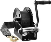 VEVOR Hand Winch, 1600 lbs Pulling Capacity, Boat Trailer Winch Heavy Duty Rope Crank with 33 ft Polyester Strap and Two-Way Ratchet, Manual Operated Hand Crank Winch for Trailer, Boat or ATV Towing